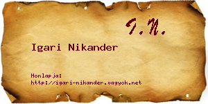 Igari Nikander névjegykártya